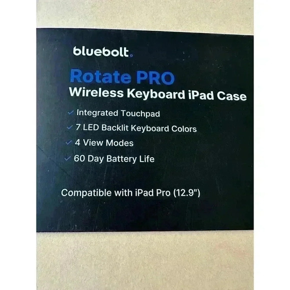 BLUEBOLT Rotate PRO Wireless Keyboard iPad Case- Compatible With iPad Pro 12.9' - Picture 2 of 3